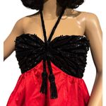 Vintage Victoria Royal Hong Kong Beaded Halter Gown Red Black Tassel Dress Small Photo 5