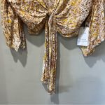 Japna NWT  India Kimono Batwing Flutter Sleeve Tie Front Wrap Blouse Crop Top S Photo 4