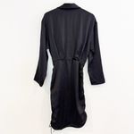 ZARA  Satin Collared Ruched Side Tie Mini Slip Dress Party Cocktail Black Small Photo 8