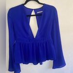Urban Outfitters  blue deep v neck blouse size small Photo 0