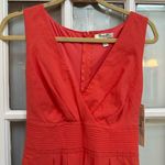 Corey P Red Coral Pleated Fit & Flare Cocktail Dress Lace Embroidered Size 8 NWT Photo 1