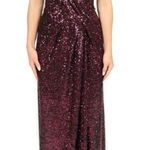Rene Ruiz Gown Burgundy‎ Off the Shoulder Sequin Cocktail Formal Maxi Dress Sz 4 Pink Photo 0