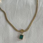 Emerald Green Diamond Crystal Gem Gold Chain Necklace Photo 1