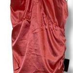 Lulus Coral Satin Ruched Halter Mini Dress XL NWT | Backless Bodycon Dress Orange Photo 0