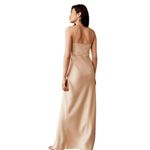 Sachin + Babi  Freya Dress Women's 4 Champagne Satin V-Neck Sleeveless Maxi Gown Photo 1
