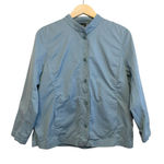 Eileen Fisher Cotton Jacket Women Size Large Light Blue Blazer Career Classic Photo 0