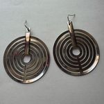 Y2K Vintage Womens Chunky Tiered Circle Disco Hoop Earrings Retro Glam 90s Groov Silver Photo 0