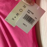 ROW A Notch Neck Long Sleeve Ribbed Bodycon Dress Formal Weddings Small Pink NWT Photo 5