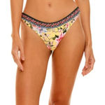 Agua Bendita  Lola Bikini Bottom in Sally Yellow Floral Print Size XL NWT Cheeky Photo 0