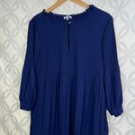 H by Halston Long Sleeve Bateau Ribbed Chiffon Navy Shift Dress Size XS Photo 4