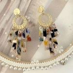 Handmade Statement Dangle Earrings - Tortoise Shell, Colorful, Lightweight Photo 0