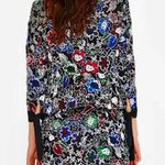 ZARA Vintage Rare 3D Floral Textured Embroidered Lace Open Multicolor Funky Indie Formal Cardigan Evening Crop Duster Tunic Photo 2