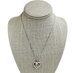 Diamond Double Heart Sterling Silver Box Chain Pendant Necklace Photo 2