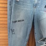 Paige Hoxton Ankle Caprice Embroidery Vintage 90s Punk Blue Ripped Jeans Sz 29 Photo 3