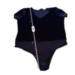 Torrid Crushed Velvet Bodysuit Size 2X Black Long Sleeve Deep V Neck Party Photo 4