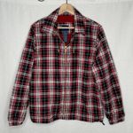 Catalina Vintage Plaid Jacket Womens Med 8/10 Red Blue Windbreaker Zip Preppy Photo 0