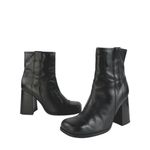Free People  Naomi Women's Black Leather Square Toe Block Heel Zip Ankle Boots 8 Photo 4