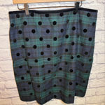 Talbots green and plaid polka dot wool skirt women’s size 16 Photo 0