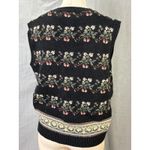 Vintage The Import Workshop Floral Knit Sweater Vest Button Front Large Black Photo 8