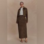 Meshki Hayes Faux Vegan Suede Midi Maxi Skirt in Chocolate Brown Size XS NWT Photo 3