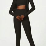 Set Tracksuit Long Jacket Cropped Bustier Bra High Waisted Leggings Workout Activewear Gym Set Slim Fit Cropped Leggings Sport Bra Black Size M Photo 0