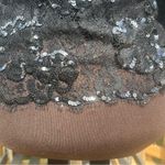 Vintage Women’s Black Lace Sequin Satin Button Front Puffed Sleeve Blouse Size S Photo 5