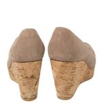 Stuart Weitzman  Grey Suede Anna Cork Wedge  
Platform Peep Toe Pumps Photo 1