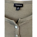 Torrid  Top Womens Size L Army Green Ribbed Short Sleeve Quarter Button Shirt NWT Photo 4