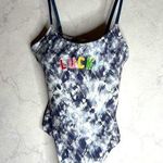 Lucky Brand blue tie dye bodysuit rainbow logo Photo 0