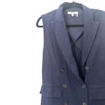 MOUSSY Cotton Linen Vest Jacket Navy Sz 2 Blue Photo 4
