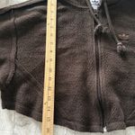 Adidas Crop Full Zip Dark Brown Hoodie Jogger Set Reversed Terry Lounge Fit Sz S Photo 5