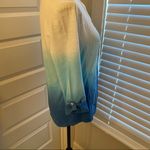 Blue, white and teal hombre 3/4 sleeve top Photo 3