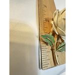 Trifari Vintage Crown White Enamel Rose Flower Stem Gold Tone Pin Brooch Photo 3