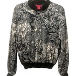 Sunny Leigh Vintage 90s  Silk Bomber size large black ivory lightweight Photo 0