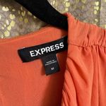 EXPRESS Peach Orange Foil Crew Neck Ruched Peplum Top Medium Photo 2
