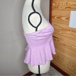 Free People Lavender Purple Strapless Peplum Lace Up Smocked Crop Top Medium Photo 2