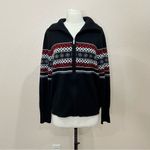 Josephine Chaus  Fair Isle Full Zip Black Sweater Large Photo 4