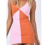 Princess Polly  Sienna Tank Bodycon V Neck Mini Dress Orange & Pink Sz S/M Photo 4