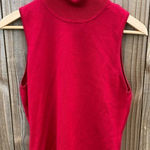 Carlisle Vintage  Silk Blend Knit Red Sleeveless Turtle Neck Top Blouse Photo 0
