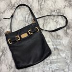Michael Kors  Crossbody Bag black leather gold logo Classic purse Photo 0