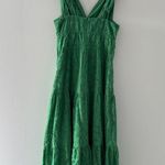 Farm Rio Monstera Eyelet Green Tiered Dress S Photo 6