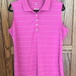 Nike  GOLF shirt Women’s  Pink Striped Sleeveless Athletic Polo top XL‎ Photo 0