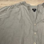 Lee Blue & Gray Plaid 3 Button V-Neck Pullover Women's 3/4 Sleeve Top Size 1X Photo 9