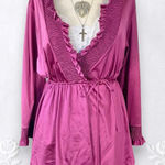 JC Penny Vintage Purple Berry Coquette Whimsygoth Satin Ruffle Frilly Wrap Cardigan S Photo 0