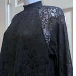 Ultra Pink  Black Lace Overlay Mock Neck Long Sleeve Blouse Size Large Whimsigoth Photo 1