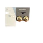 3 New Pair Earrings Lori's Gifts Express Gold Tone Faux Pearl Hoops Pierced Photo 2