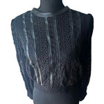 EXPRESS  Black Faux Leather & Lace Long Sleeve Top – Size XS Photo 0