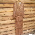 Mac Duggal 5442 Womens Embellished Bell Sleeve Tiered Gown Dress Photo 6