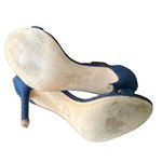 Sam Edelman  Anabeth Denim Fringe 4" Heels Sandals Womens Size 8.5 Open Toe Zip Photo 5