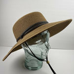 Sloggers  Wide Brim Sun Hat Braided UV Protection Wind Lanyard Brown Adjustable Photo 0